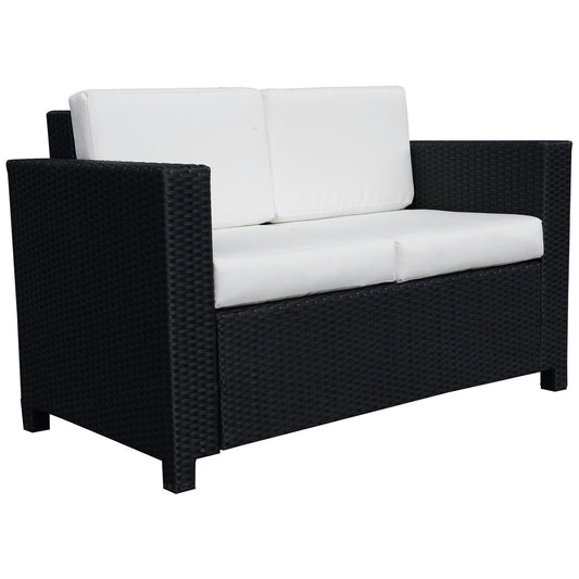 Outsunny Rattan Wicker 2-seat Sofa Loveseat Padded Garden Furniture