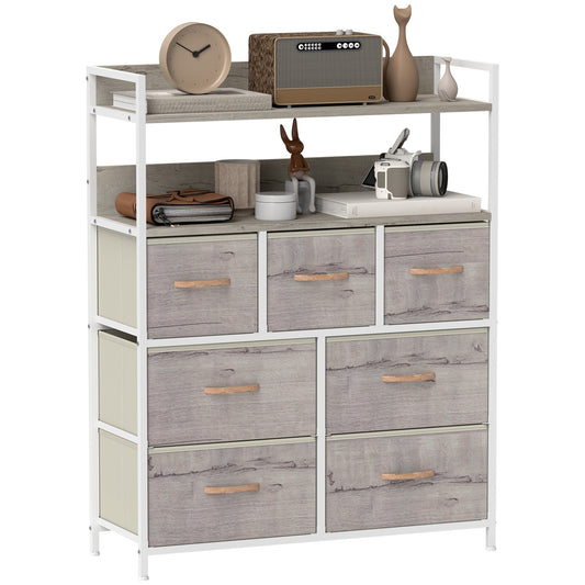 HOMCOM Bedroom Chest of Drawers 7 Drawer Dresser w/ Shelves
