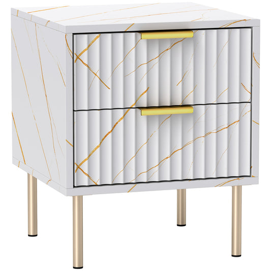 HOMCOM Bedside Table Bedside Cabinet with 2 Drawers for Bedroom