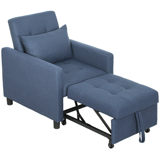 HOMCOM Convertible Single Chair Bed with Upholstered Fabric