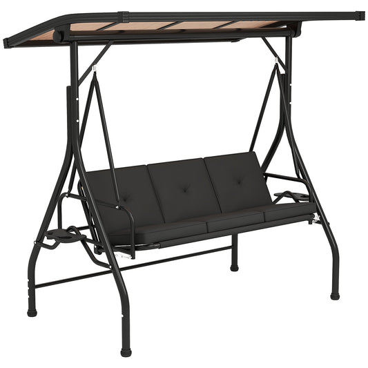 Outsunny 3 Seater Garden Swing Seat Bed, Convertible Swing Chair