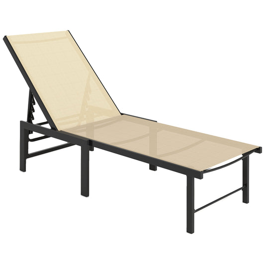 Outsunny Sun Lounger, 5-Level Reclining Sunbed