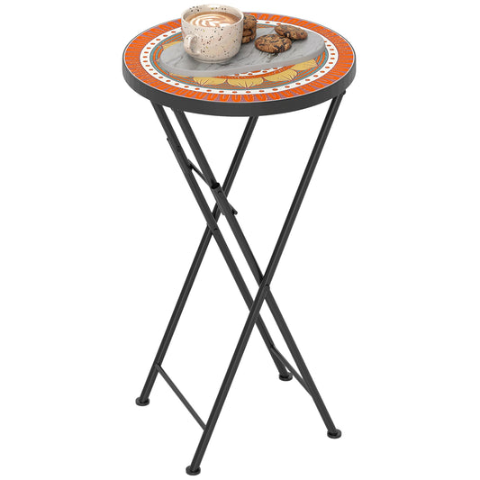 Outsunny Mosaic Garden Table, 35.5cm Folding Coffee Table
