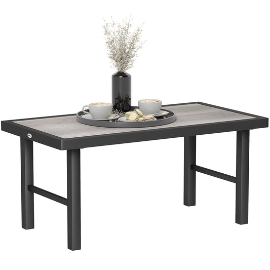 Outsunny Garden Coffee Table with SPC Woodgrain Tabletop