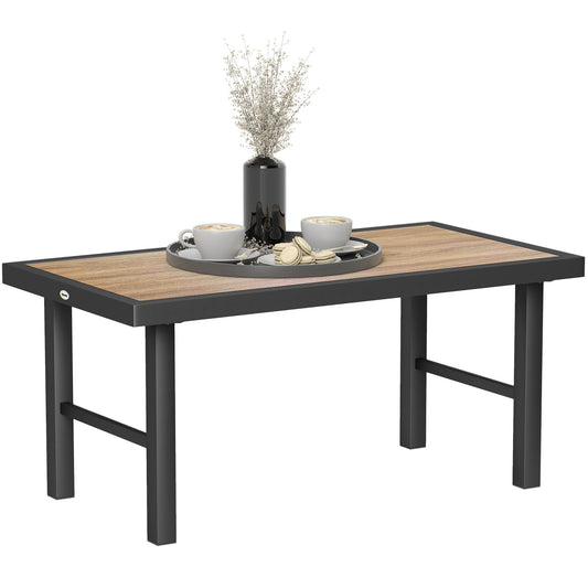 Outsunny Garden Coffee Table with SPC Woodgrain Tabletop