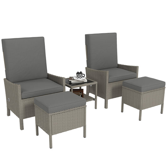 Outsunny 5 PCS Rattan Garden Furniture Set w/ Cushions
