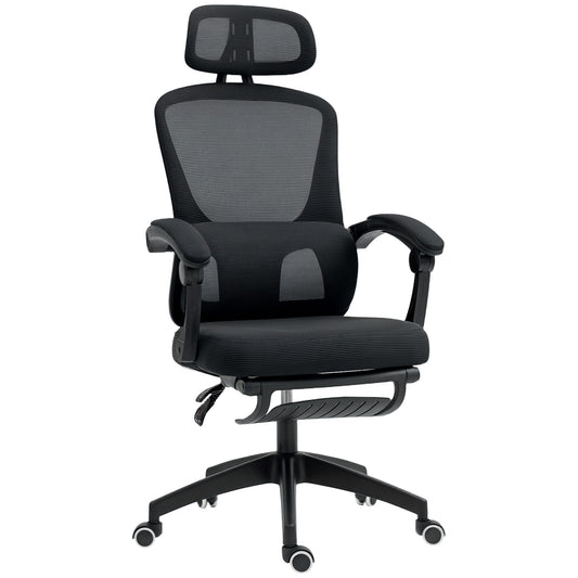 HOMCOM Mesh Ergonomic Office Chair with Lumbar Support, Headrest