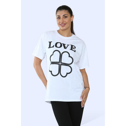 Ladies Love Printed Short Sleeve T-Shirt Top
