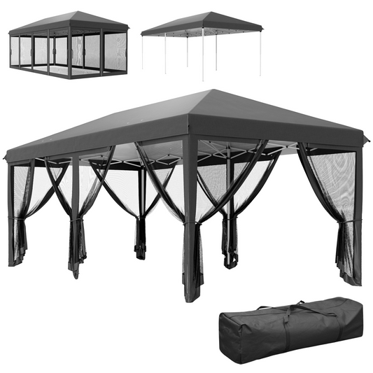Outsunny 6 x 3(m) Pop Up Party Tent Canopy with 6 Removable Sidewalls