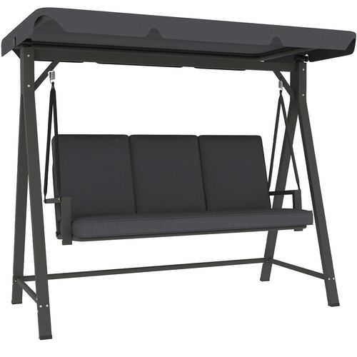 Outsunny 3 Seater Garden Swing Seat with Adjustable Canopy and Cushion