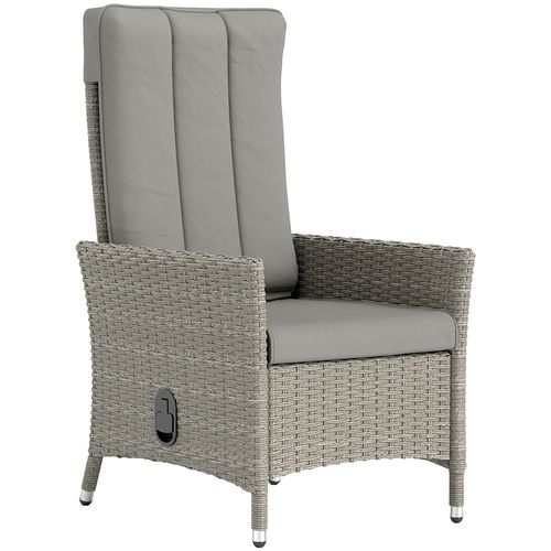 Outsunny Rattan Garden Recliner Chair with Adjustable Backrest
