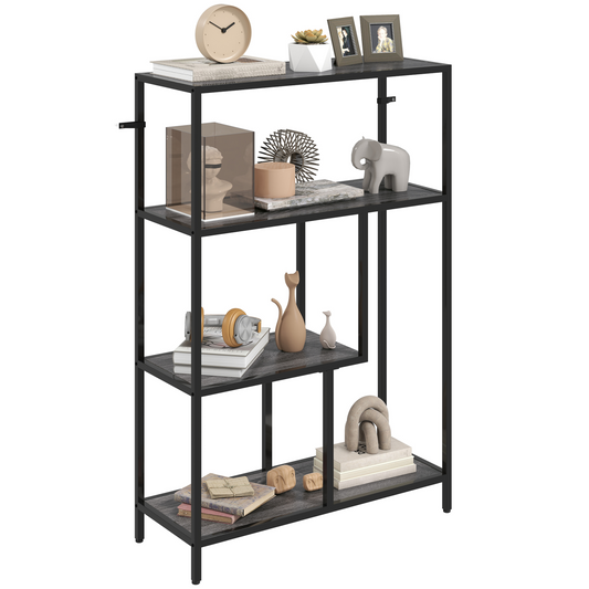 HOMCOM Industrial Bookshelf Bookcase w/ Open Shelves for Study