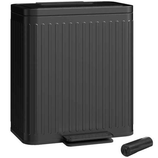 HOMCOM 2 x 20L Double Rubbish Bin, Pedal Bin with Soft-Close Lid