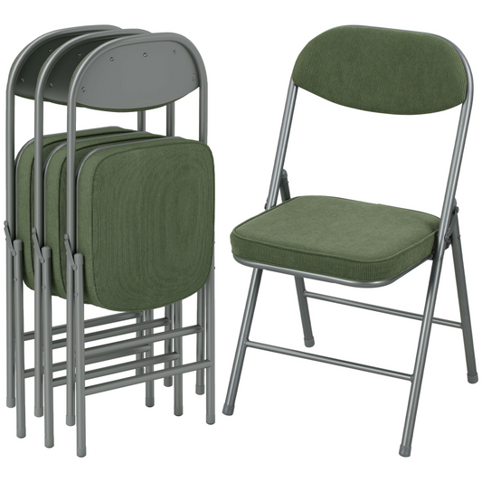 HOMCOM Folding Chairs Set of 4 with Cushioned Seat, Steel Frame, Blue