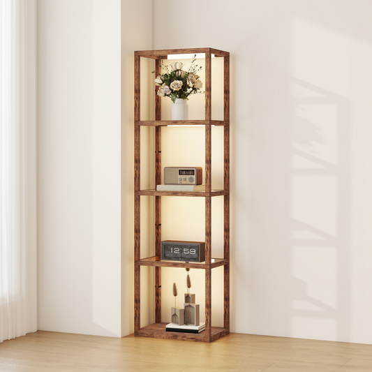 HOMCOM LED Floor Lamp with Glass Shelves, Dimmable Room Lamp