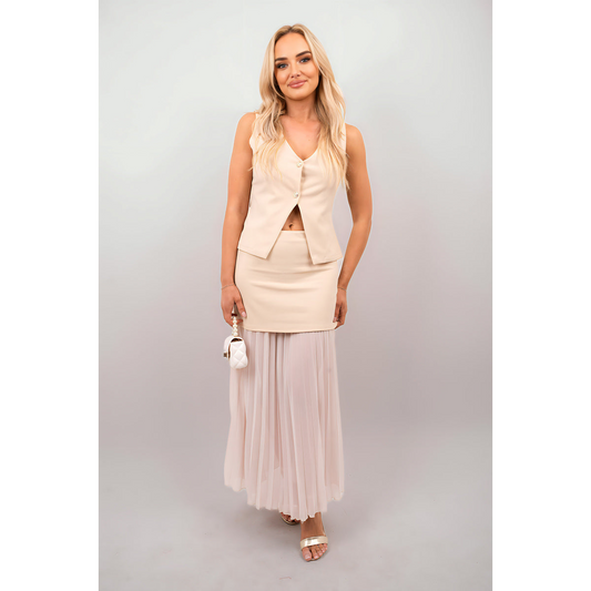 Tailored Vest & Layered Maxi Skirt Co-ord Set