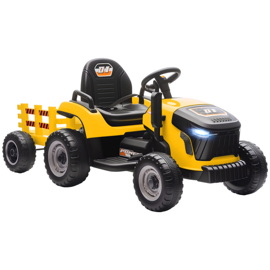 AIYAPLAY Ride on Tractor and Trailer, 12V Electric Ride on Tractor