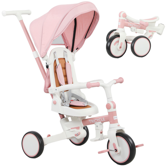AIYAPLAY 5 in 1 Foldable Kids Trike, Toddler Tricycle for 1-3 Years