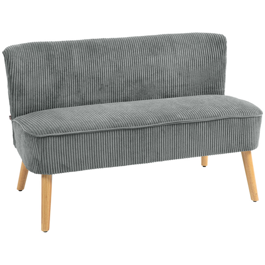 HOMCOM Velvet-Feel Double Sofa w/ Wood Frame Foam Padding High Back