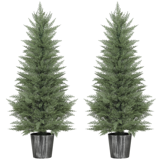 HOMCOM Artificial Cypress Trees with PE Leaves for Indoor Outdoor