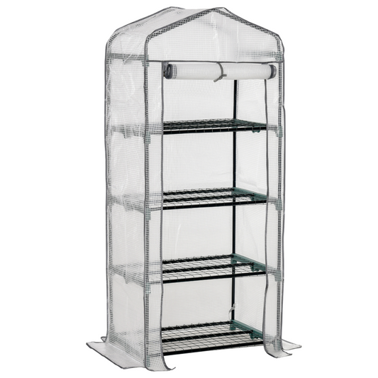 4 Tiers Mini Portable Greenhouse Plant Grow Shed Metal Frame
