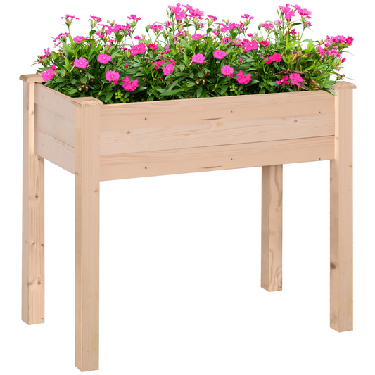Raised Wood Garden Bed Planter