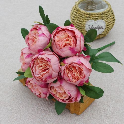 Green Aloes Silk Peony Bouquet - Elegant Home Decoration Floral Arrangement
