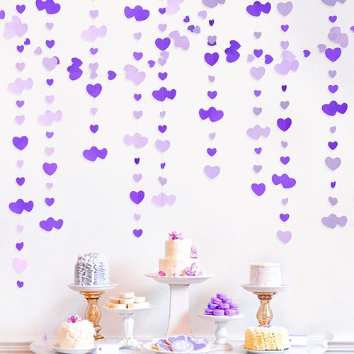 Purple Lilac White Streamer Garland - Eco-Friendly Decor for Parties