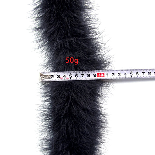 Decorative Black Turkey Feather Boa - 2 Meters - Ideal for Clothing & Crafts
