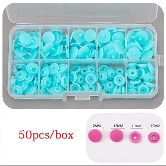 50 Sets T5 Snap Buttons - Durable Plastic for Kids' Clothes & Accessories