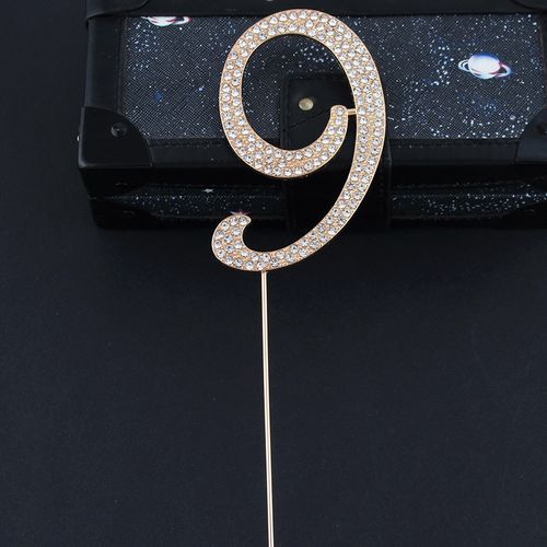 Glittering Alloy Rhinestone Number Cake Toppers for All Occasions