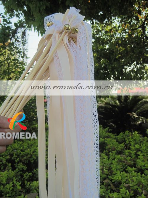IVINLA Jute Wedding Ribbon Wands with Bells for Celebratory Events