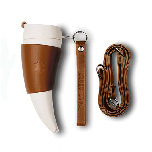 Creative Goat Horns Stainless Steel Mug - 230ml Vacuum Cup with Rope