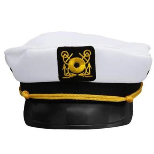 Adjustable Decorative White Skipper Hat for Nautical Parties & Events