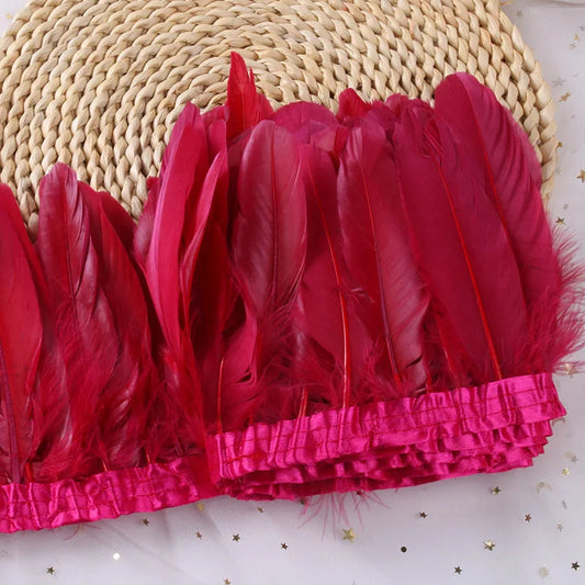 YOYUE Goose Feather Trims for Crafts - Multiple Colors & Lengths Available