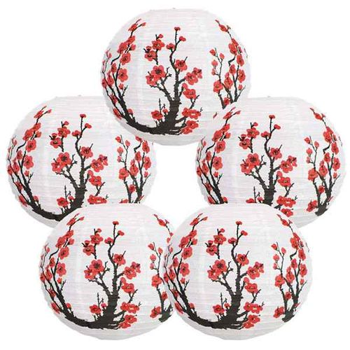 Cherry Blossom Paper Lanterns - Elegant Decoration for Events - Set of 6
