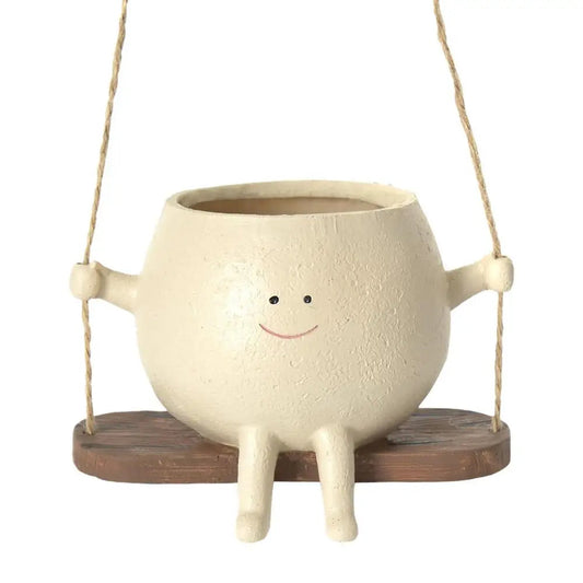 Swing Face Planter Pot - Weather-resistant Resin for Cheerful Gardening