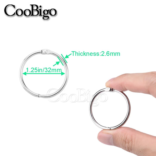 5pcs Metal Binder Ring DIY Albums Loose-leaf Book Hoops Clip Opening O-Rings Keychain Keyring Office Binding Supplies 16mm-63mm