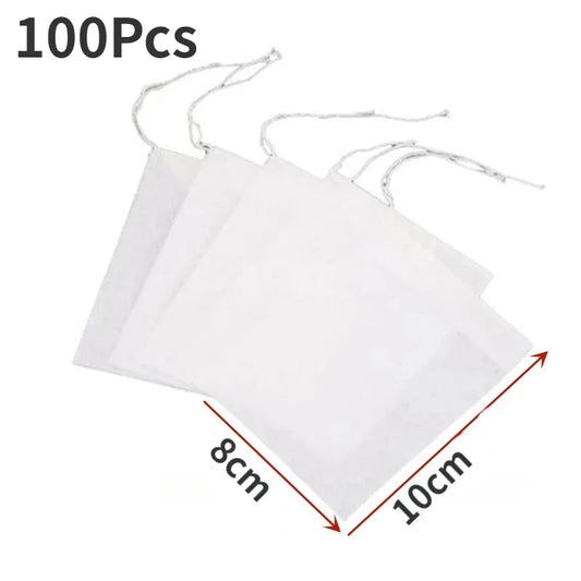 100 Eco-Friendly Non-Woven Drawstring Bags for Tea & Herbs - Versatile Storage