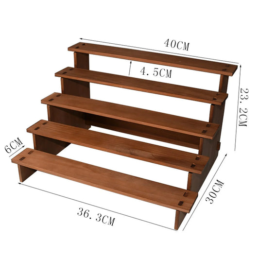 2/3/4/5 Layer Wooden Display Riser Shelf Fashion Storage Practical Jewelry Organizer Rack Tabletop Desktop Decoration