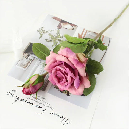 YO CHO Silk Roses Bouquet for Wedding & Home Decoration - 48cm Artificial Flowers
