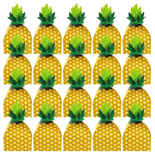 5pcs Pineapple Shape Cardboard Goodies Candy Packing Box Favor Hawaiian Luau Summer Party Decorations Gift Box Supplies Birthday