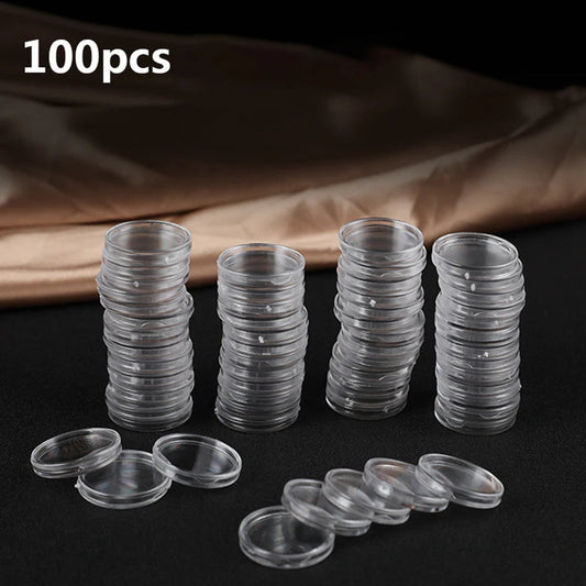 16/18/19/20/21/23/24/25/26/28/30/32mm Coin Capsules Storage Box Clear Plastic Coin Cases Holders Protector Coin Capsules Storage