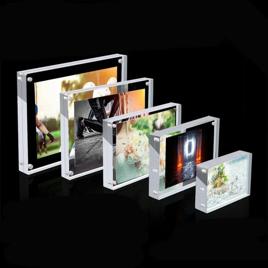 Acrylic Picture Photo Frame Magnetic Photocard Holder Poster Display Stand Photo Frame Protect Office Desktop Ornament 3+3mm