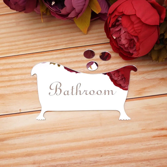 JEHOADDAN Acrylic Mirror Bathroom Sign - Stylish 3D Wall Sticker