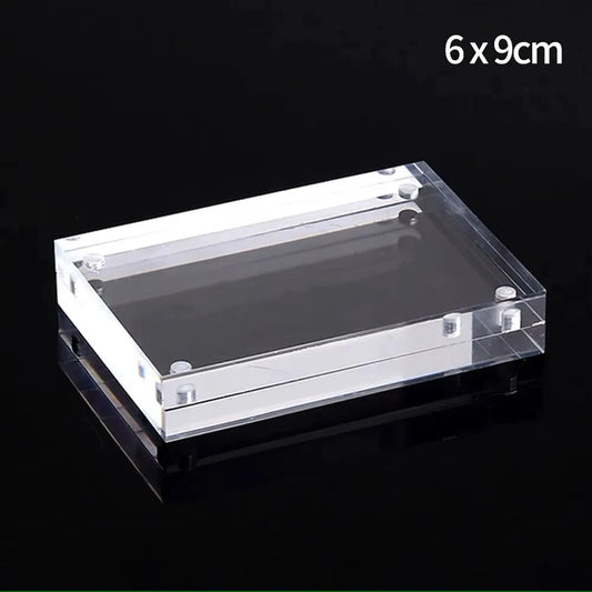 Acrylic Desktop Display Frame Table Card Sign Collection Photo Protect Holder Magnetic Album Postcard Display Stand Home Decor