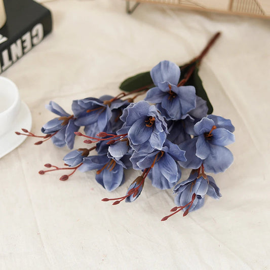 5 Branch Orchid Artificial Magnolia Flowers Home Wedding Living Room Table Photography Decoration Bouquet Prop Plant Flower Wall