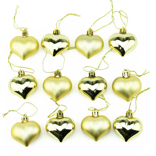 (12pcs/pack)5cm Christmas Tree Pendant Electroplated Heart Xmas Ball Pendant Plastic Matte Mix Decoration Accessories Party