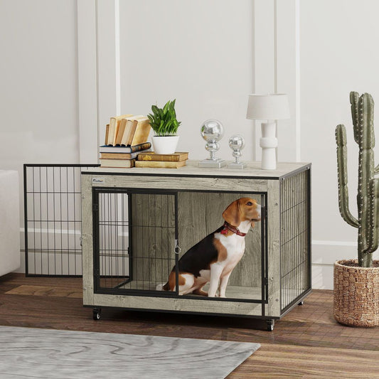 PawHut Dog Crate Furniture on Wheels, for Medium Dogs