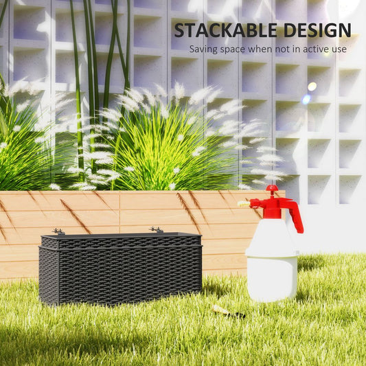 Outsunny Set of 2 Hanging Flower Boxes, 50 cm Long, Rattan Look